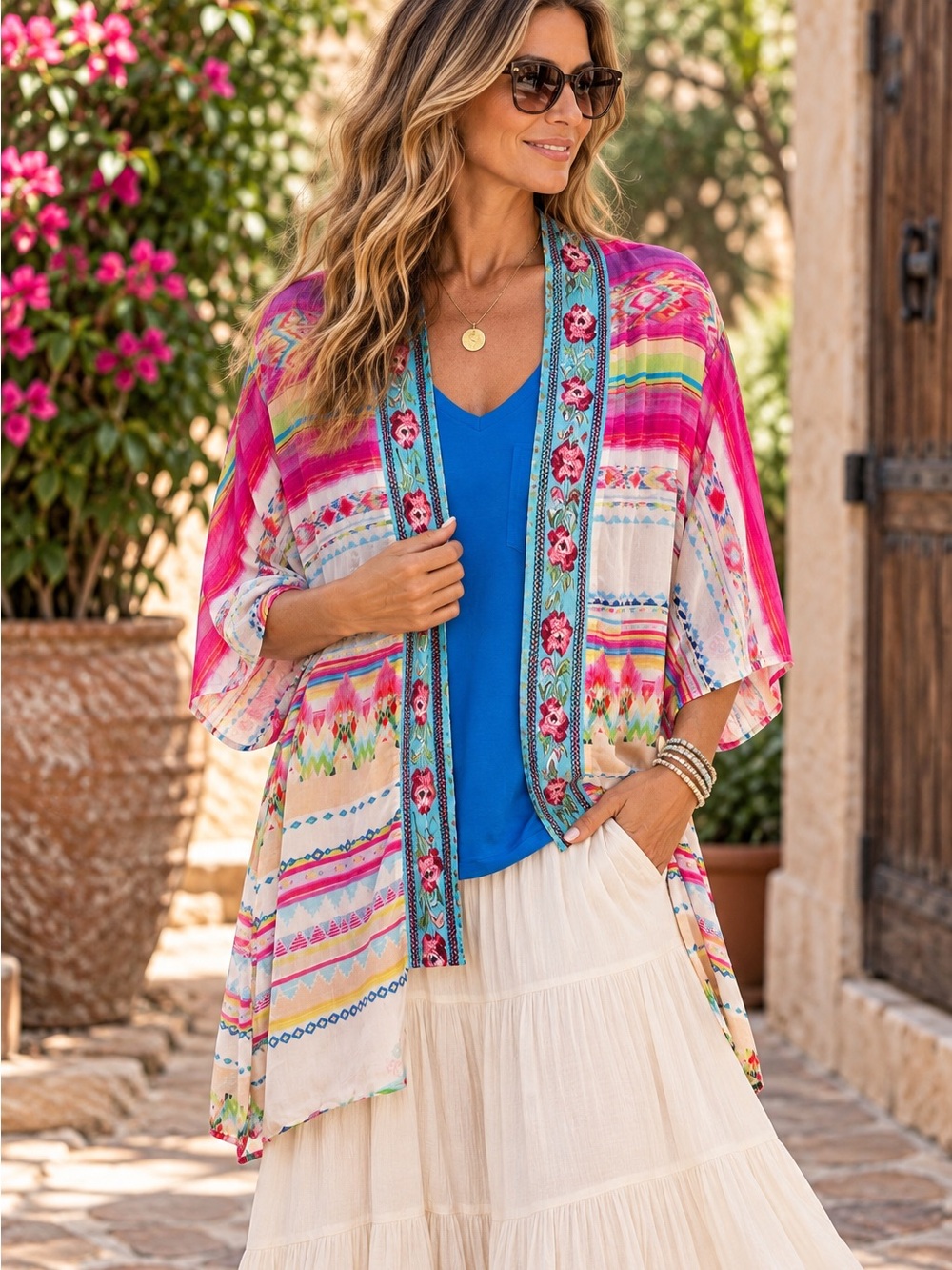 Reversible Johnny Was Multi-Color Kimono Cardigan